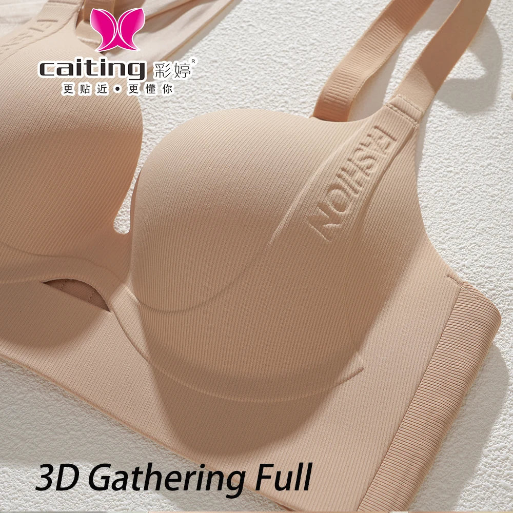 CAITING Plus Size Wireless Push Up Bra for Women Seamless Thin Cup Sexy Hollow Out Lingerie Soft Comfortable Underwear